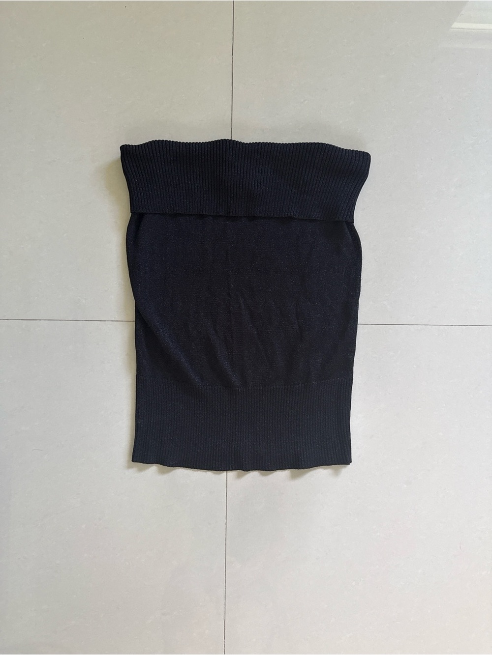 Marciano Black Ribbed Strapless Crop Top Size Medium